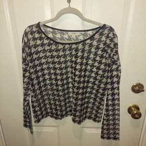 Umgee Black White Houndstooth Top